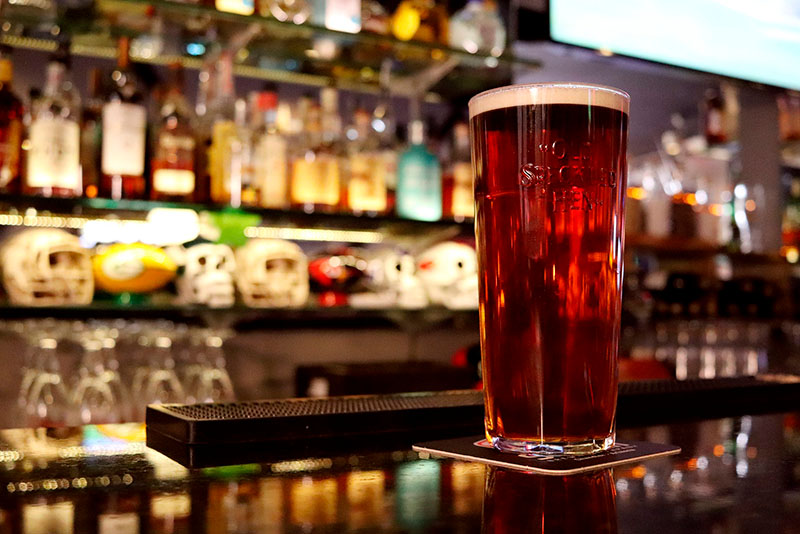 Pint of English ale in pub